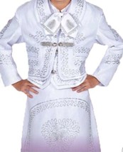 White Silver Girls Toddlers Mariachi Charro Outfit Mexico Folklorico Fie... - £67.42 GBP+