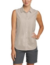 Eddie Bauer Ladies’ Size XS (0-2) Sleeveless Collared Tech Shirt, Gray - £12.70 GBP