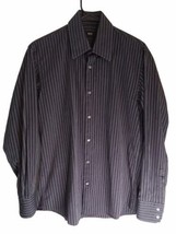  Boss Hugo Boss Button Shirt 15.5 32/33 Long Sleeve Blue/Black Striped  - £10.28 GBP