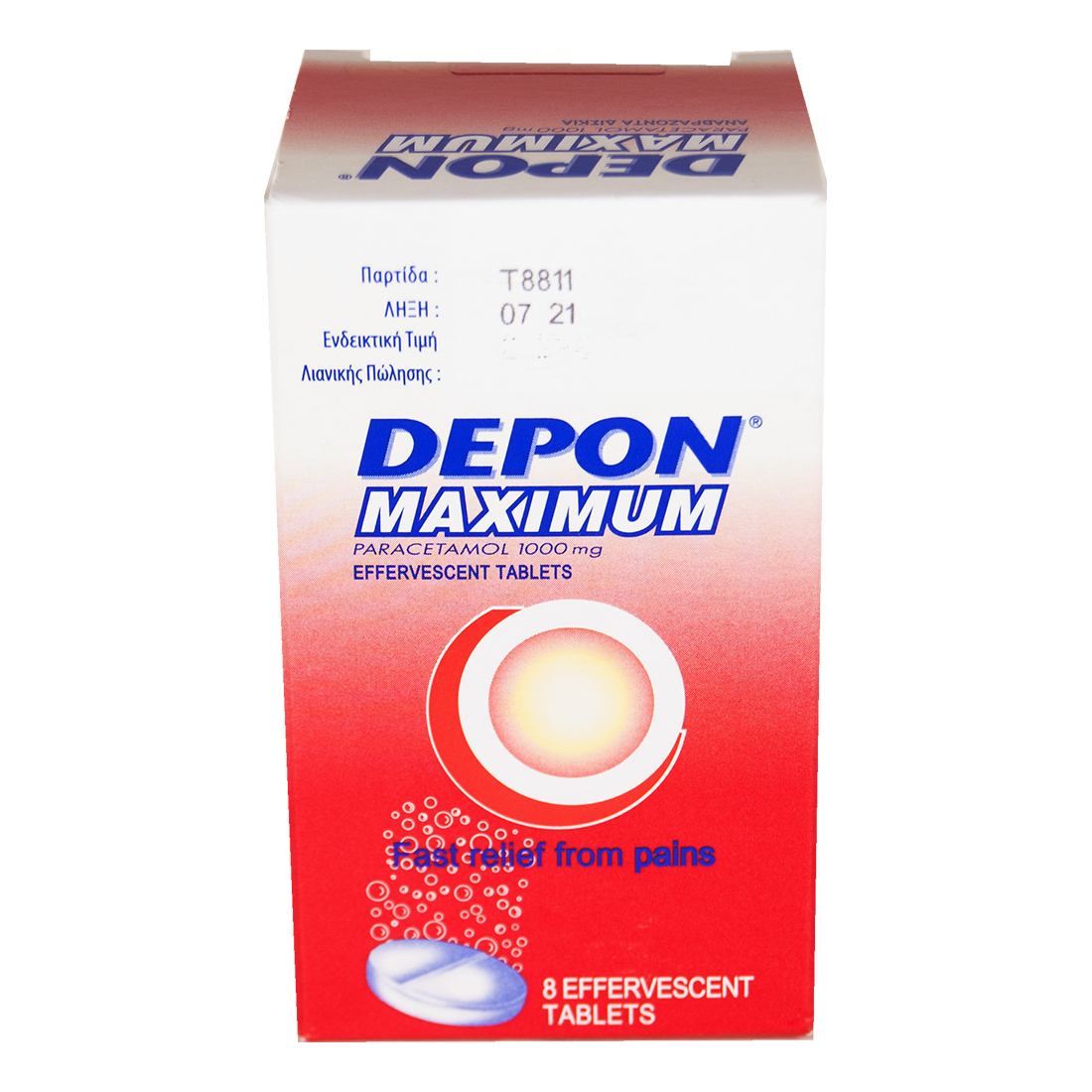 Primary image for DEPON MAXIMUM Paracetamol 1000mg 8 Effervescent Tablets 