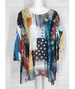 JESS &amp; JANE Shirt Tundra Abstract Art to Wear Print Slub Multicolor NWT ... - £50.63 GBP