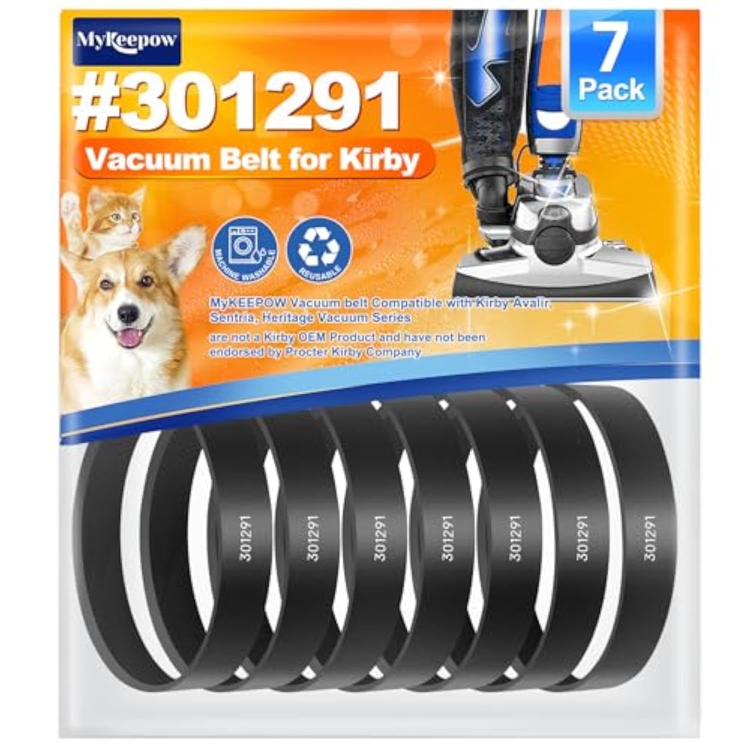 301291 Vacuum Belt Replacement For Kirby Vacuum Cleaner G3 G4 G5 G6 G7 (7 Pack)