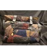 Vintage Patchwork Leather Bag Bu LA CORINA Colorful Women&#39;s Purse 11&quot;x14” - £13.59 GBP