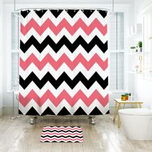 Chevron Pattern 06 Shower Curtain Bath Mat Bathroom Waterproof Decorative - £18.08 GBP+