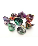 12 12 mm Three Petal Flower Beads: Coated Marea - Peacock/Gold - $72.48 MXN