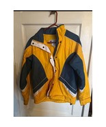 Columbia Vintage Color Block Ski Jacket Winter Sports Coat Yellow Navy S... - $41.12 CAD