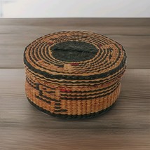 Vintage Native American Sweetgrass Woven Basket With Lid 4&quot;Dia 2&quot;H Decor... - €21,60 EUR
