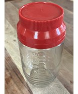 Vintage Anchor Hocking Glass Canister Jar Measuring Cup Red Plastic Lid ... - $248.98 MXN