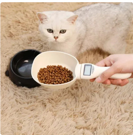 Pet Dog Food Scale Spoon LCD Display Cat Feeding Bowl Measuring Meter Pe... - $12.00