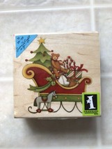 Inkadinkado Christmas Sleigh Rubber Stamp Susan Winget 2 3/4 square - £16.26 GBP