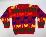 Vintage Minwaves Childs Sweater 90 s 80 s Hearts Geometric Acrylic Kids ... - £18.59 GBP