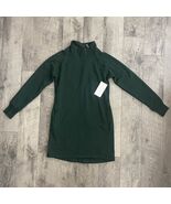 Athleta Cozy Karma Sweatshirt Dress XS Green Mock Neck Asym Zip Pocket - $55.82