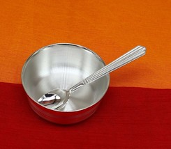 999 solid sterling silver bowl&amp;spoon stay baby/kids healthy, silver vessel sv193 - £107.61 GBP