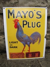 Vintage Porcelain Advertising Sign Mayo&#39;s Plug Light Dark Tobacco Made In Usa - $138.99