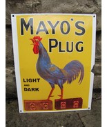 Vintage PORCELAIN advertising sign Mayo&#39;s Plug Light Dark TOBACCO Made i... - $138.99