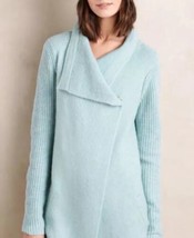 Anthroplogie La Fee Verte Draped Boucle Cardigan Sweater Mint/Blue XS - £23.36 GBP