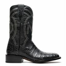 TUCSON Genuine Caiman Belly Skin Cowboy Boot from the Western Collection Black image 2