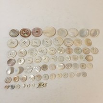 Vintage Buttons Rare Unique Mother Of Pearl 70 + Button Lot Carved Shell... - $24.73