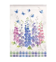 Delphiniums and Butterflies Satin Garden Flag- 2 Sided Message, 12.5" x 18" - $22.00