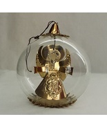 Vintage Resl Lenz Christmas ornament gold punched foil spinner angel Ger... - $38.00