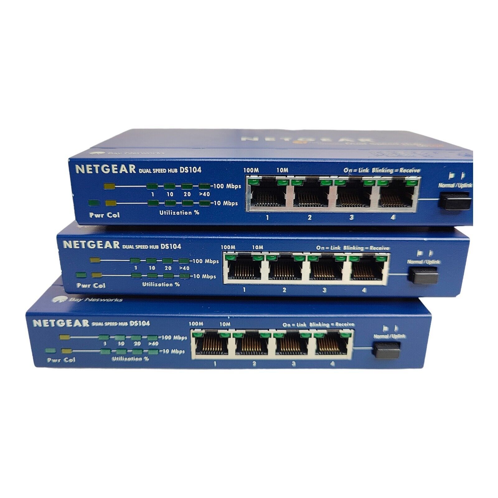 Primary image for (3) NETGEAR Dual Speed Hub Model DS 104 4 Port 10/100 Mbps