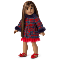 AMERICAN GIRL JANIE AND JACK FUR-TRIM PLAID COAT FOR 18&quot; DOLL (no doll) ... - $23.14