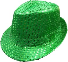 St. Patricks Day Irish Hat Sequin Fedora Leprechaun Costume Accessories Unisex A - £21.64 GBP
