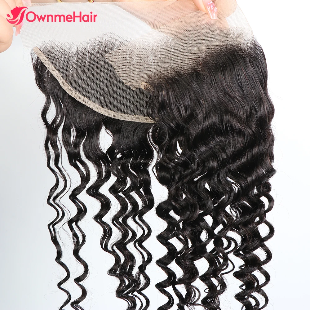 13 by 4 Deep Wave Frontal Only 4 by 4  Lace Closure Human Hair Natural Color - £27.07 GBP+