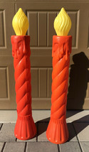 Vintage Union Product Blow Mold Candles 35&quot; Tall - Red w/Yellow Flames - £78.20 GBP
