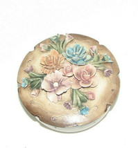 Vintage Visconti Mollica Capodimonte Flower Trinket Box w/ Lid Made in Italy - £31.54 GBP