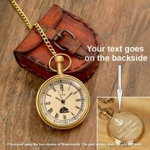 Custom Engraved Personalized Brass Pocket Watch With Leather Case. - £19.61 GBP+