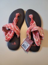 Sanuk Woman Flip Flops Yoga Sling 2 Prints Size 10 Pink Tie Die - $17.77