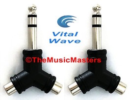 (2) 1/4&quot; TRRS Male Plug to Dual RCA Jacks (F) Audio Cable Cord Adapters VWLTW - £6.80 GBP
