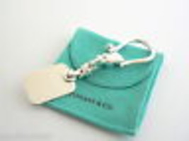 Tiffany &amp; Co Silver Rectangle Link Key Ring Key Chain Keychain Engravabl... - £274.97 GBP