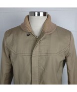 Vintage Sears Mens Khaki Jacket Coat w. Faux Fur Lining 40R - £23.30 GBP
