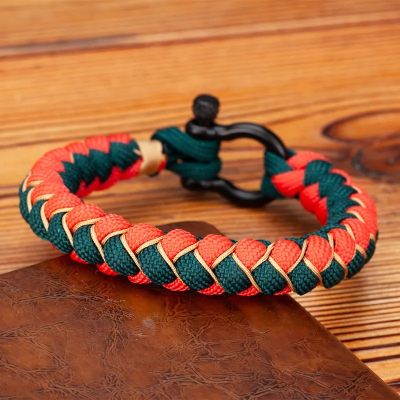 Men Women D shape Survival Bracelet Outdoor Camping Rescue Emergency Rope Bracel - £21.05 GBP