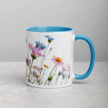 New Coffee Tea Mug with Color Inside Pastel Floral Graphic 11 oz Dishwas... - £10.69 GBP