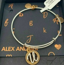 New Alex And Ani Initial U Two Tone Charm Bangle Bracelet Nwt &amp; Card - £13.39 GBP