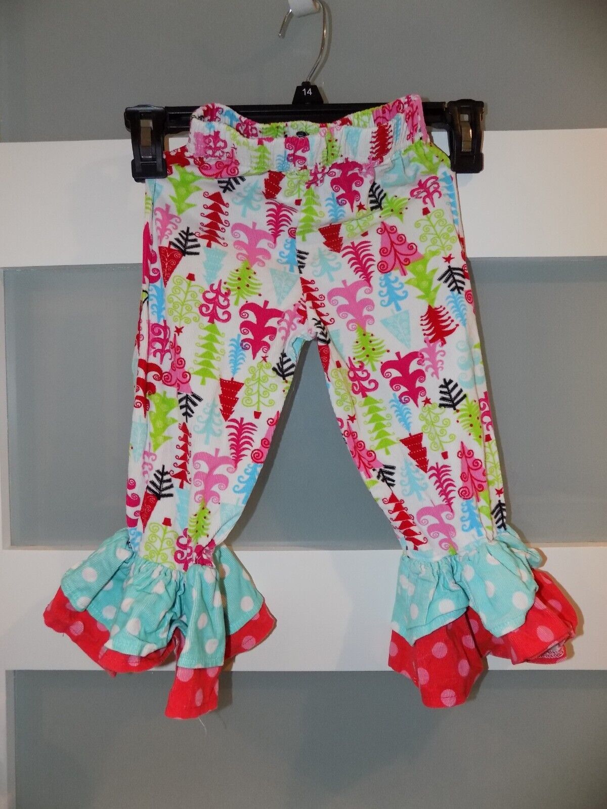 MUD PIE  Christmas Holiday Corduroy Ruffle Pants Size 24 Months/2T Girl&#39;s - $16.56