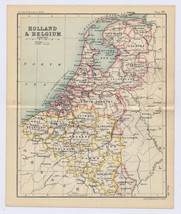 1912 Antique Map Of Holland Netherlands Belgium / Verso Amsterdam Vicinity - £14.41 GBP
