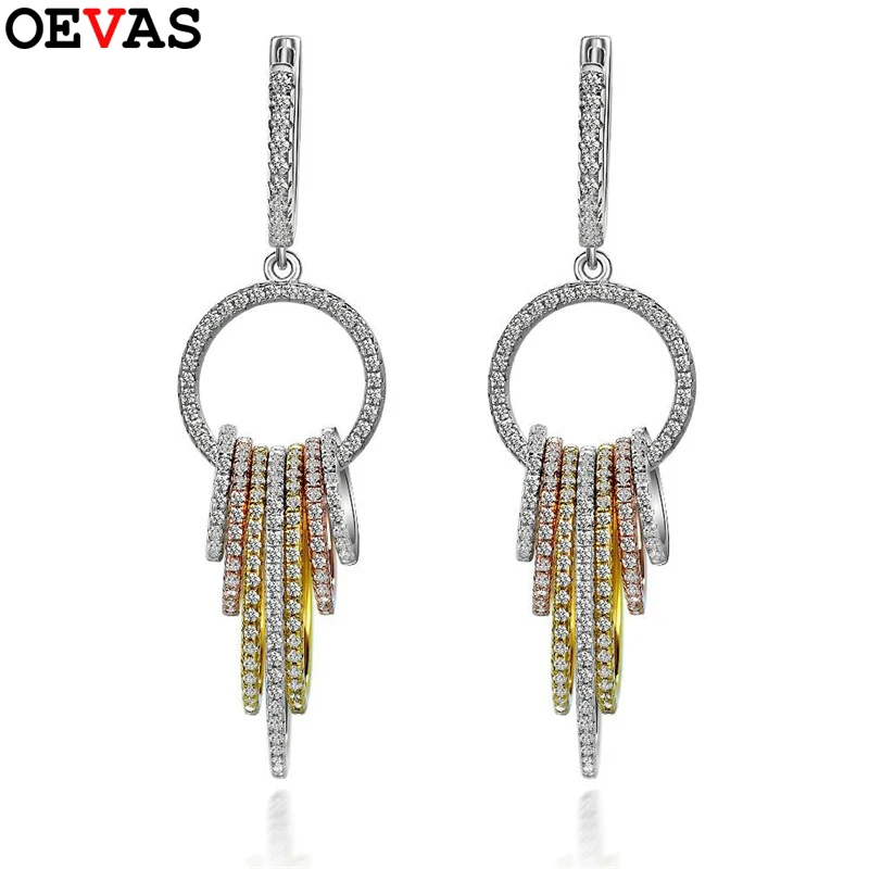 100% 925 Sterling Silver 1.33Round Tassel Rarrings High Carbon Diamond For Women - $96.13