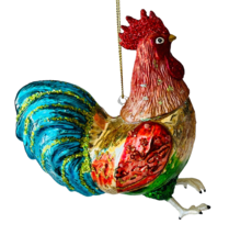 Kurt Adler Noble Gems Rooster Colorful Glass Christmas Ornament Chicken 5&quot; Tall - £18.94 GBP