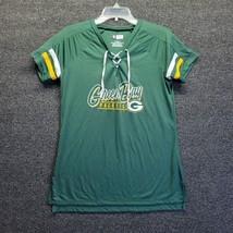 Green Bay Packers Women&#39;s Sz M Jersey Shirt Green/Yellow Lace Up Split S... - £15.16 GBP