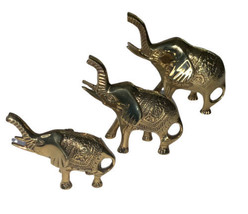 Set of 3 Brass Ornamental Elephants India NOS - $52.99