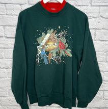 Vintage Jerzees Morning Sun 90s Cardinal Sweatshirt Size XL Green Graphic - £23.42 GBP