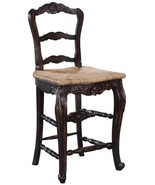 Counter Stool French Country Farmhouse Distressed Walnut Wood Carving, R... - £681.78 GBP