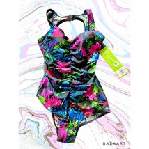Figure Flattering Tummy Tamer Floral Print One Piece Bathing Suit NWT - £19.66 GBP