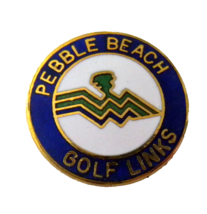 Pebble Beach Golf Links Enamel Navy Blue and White Ball Marker Travel Souvenir - £11.63 GBP