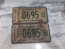 Vintage 1977 ILLINOIS Driver Education License Plate 0695B Matching Set - $39.60