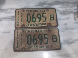 Vintage 1977 ILLINOIS Driver Education License Plate 0695B Matching Set - £31.58 GBP